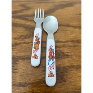 Vtg Kraft Macaroni & Cheese Cheesasaurus Rex Fork and Spoon Set - 1987